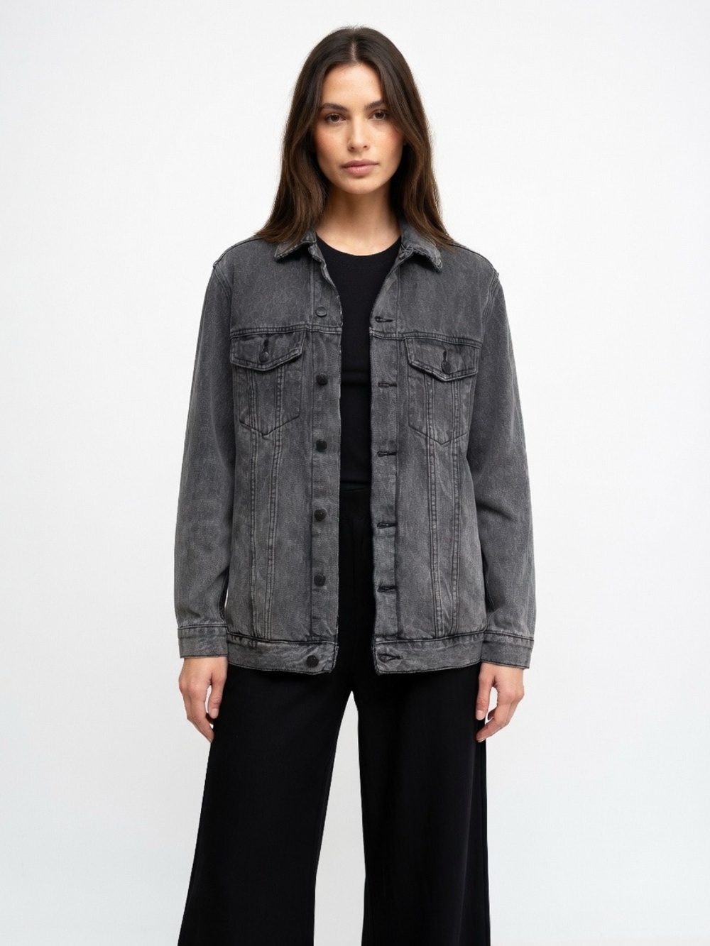 Alexander Wang Black Distressed Denim Jacket